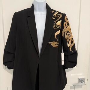 Chico's Elegant Black Blazer with Gold Accents